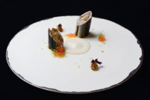 根室産秋刀魚/秋茄子/ウイキョウのクレマ/カボスの甘くないジャム